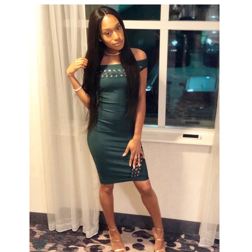 The feeling bandage dress, hunter green - Picture 6 of 6
